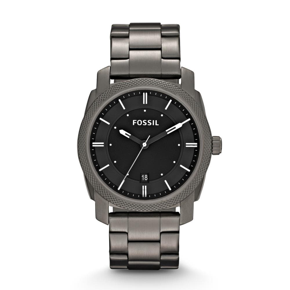 Mens Machine Smoke Stainless Steel Watch Black Dial