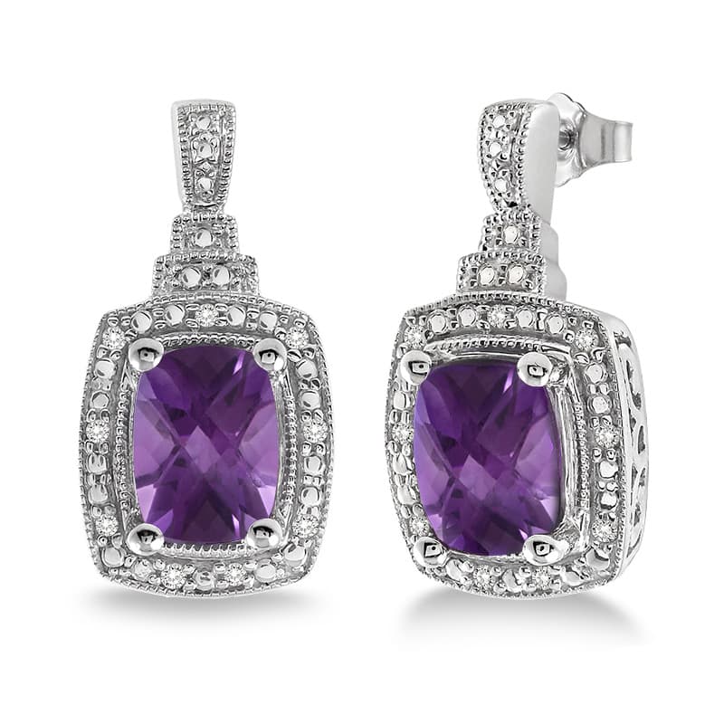 Amethyst & Diamond Earrings