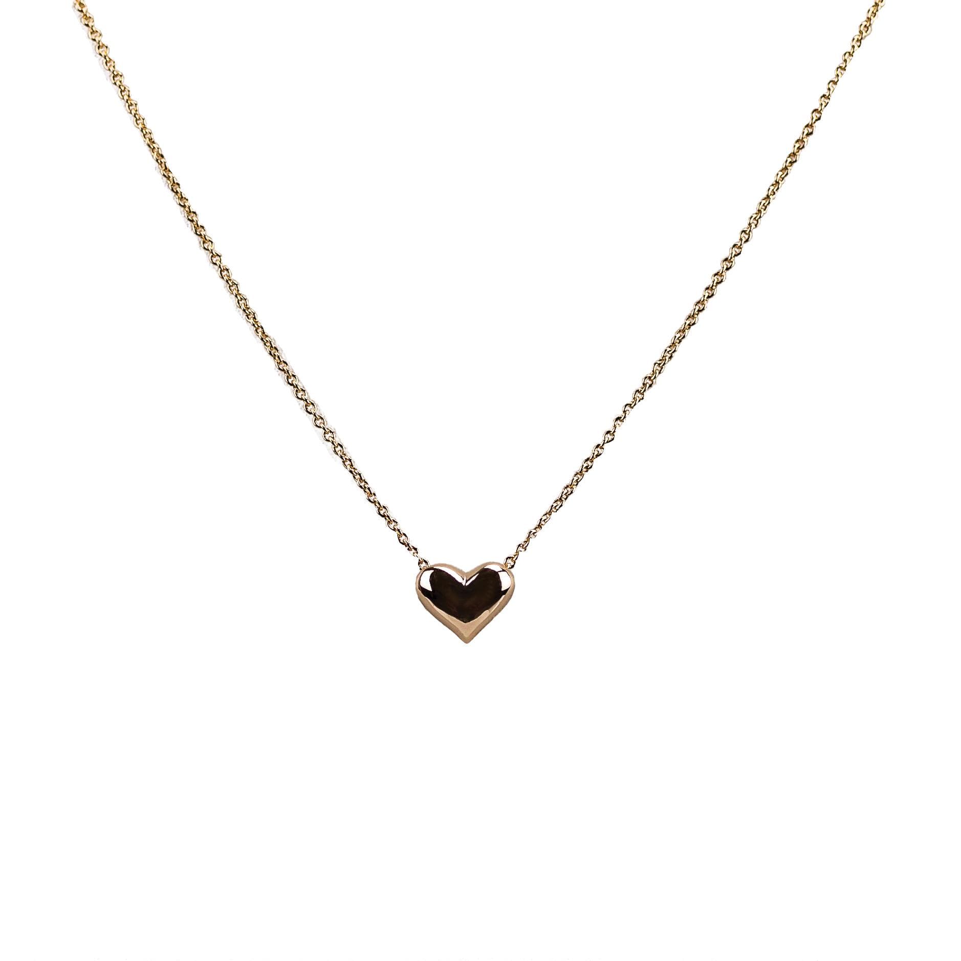 14Kt. Gold Puff Heart Solitasire Necklace