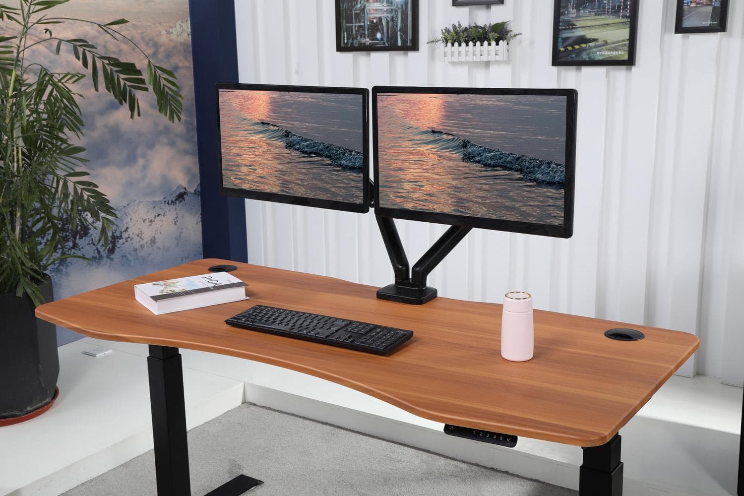 K Series 60" Standing Desk with Curved Top - White