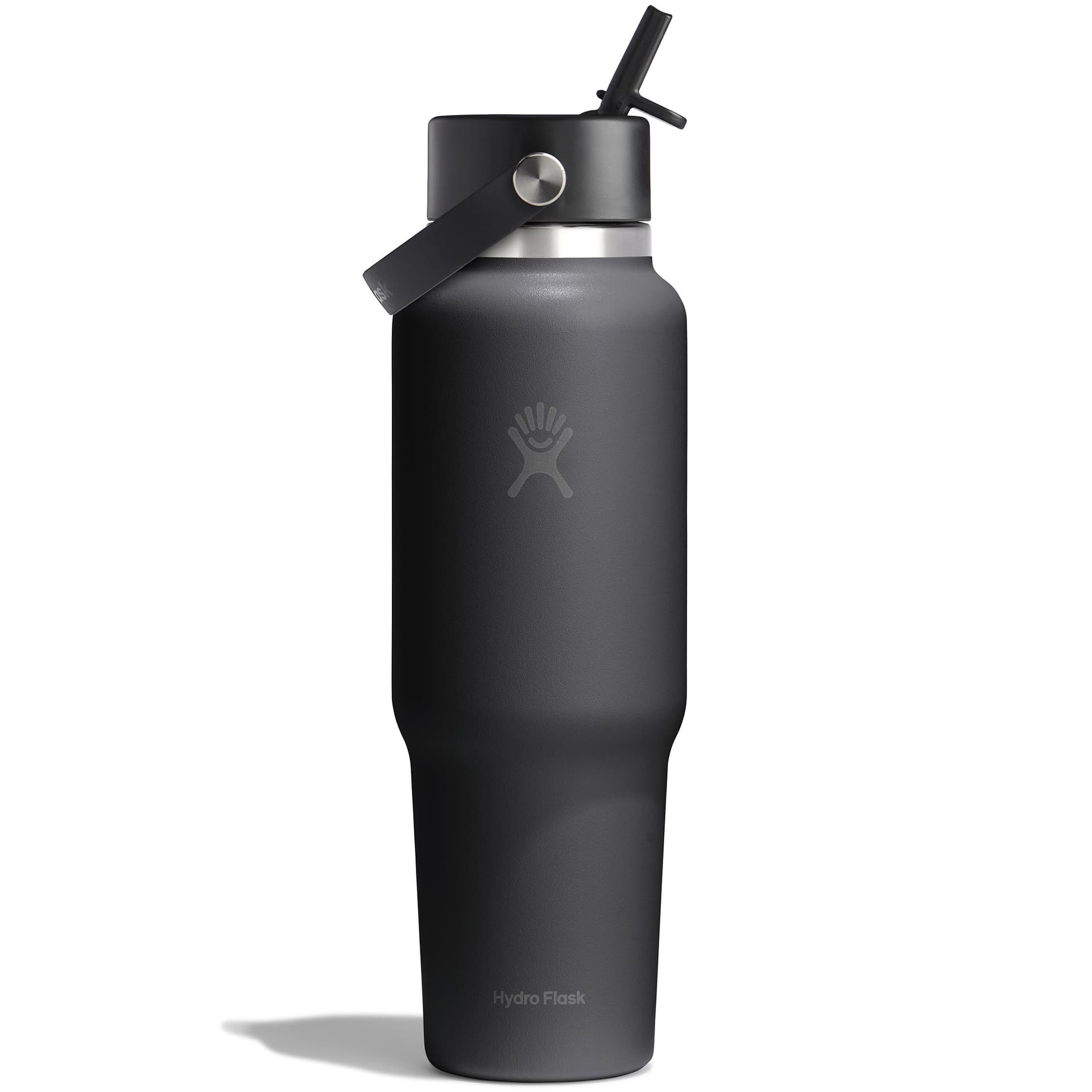 40 oz. Wide Mouth Travel Bottle w/Flex Straw Cap - Black
