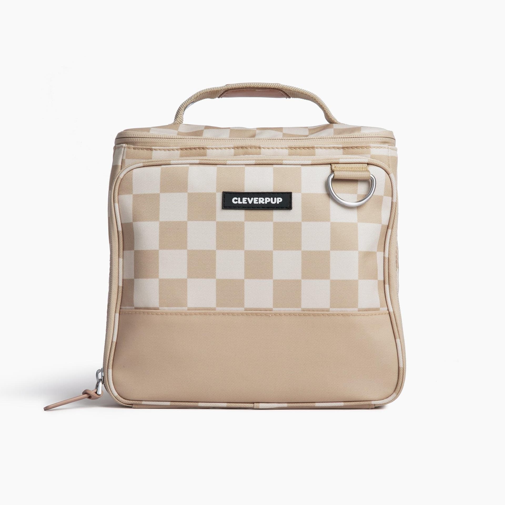 Bistro Box Dog Food Travel Kit - Large Tan Checkerboard