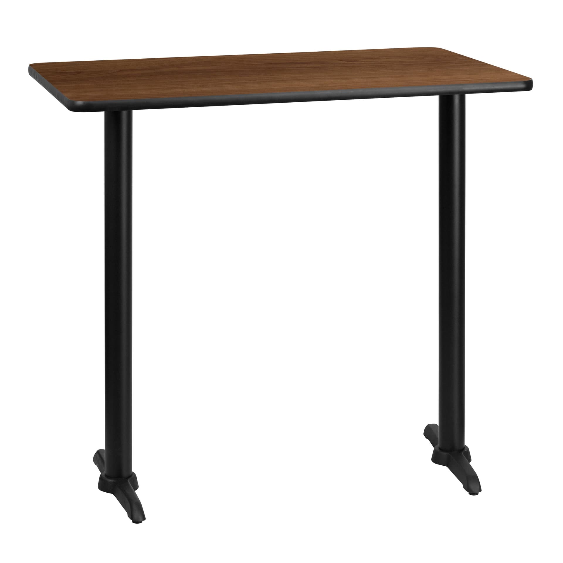 30x42 Rectangular Walnut Laminate Table Top & 5" x 22" Bar Height Table Bases