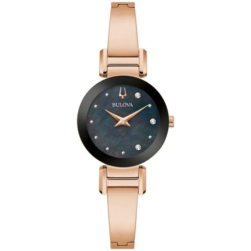 Ladies' Marc Anthony Modern Stainless Steel Bangle watch, Black MOP dial