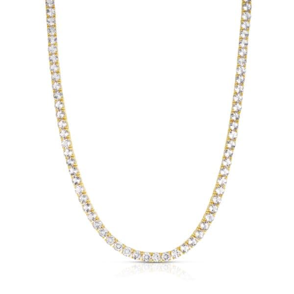 White Topaz Tennis Necklace Gold
