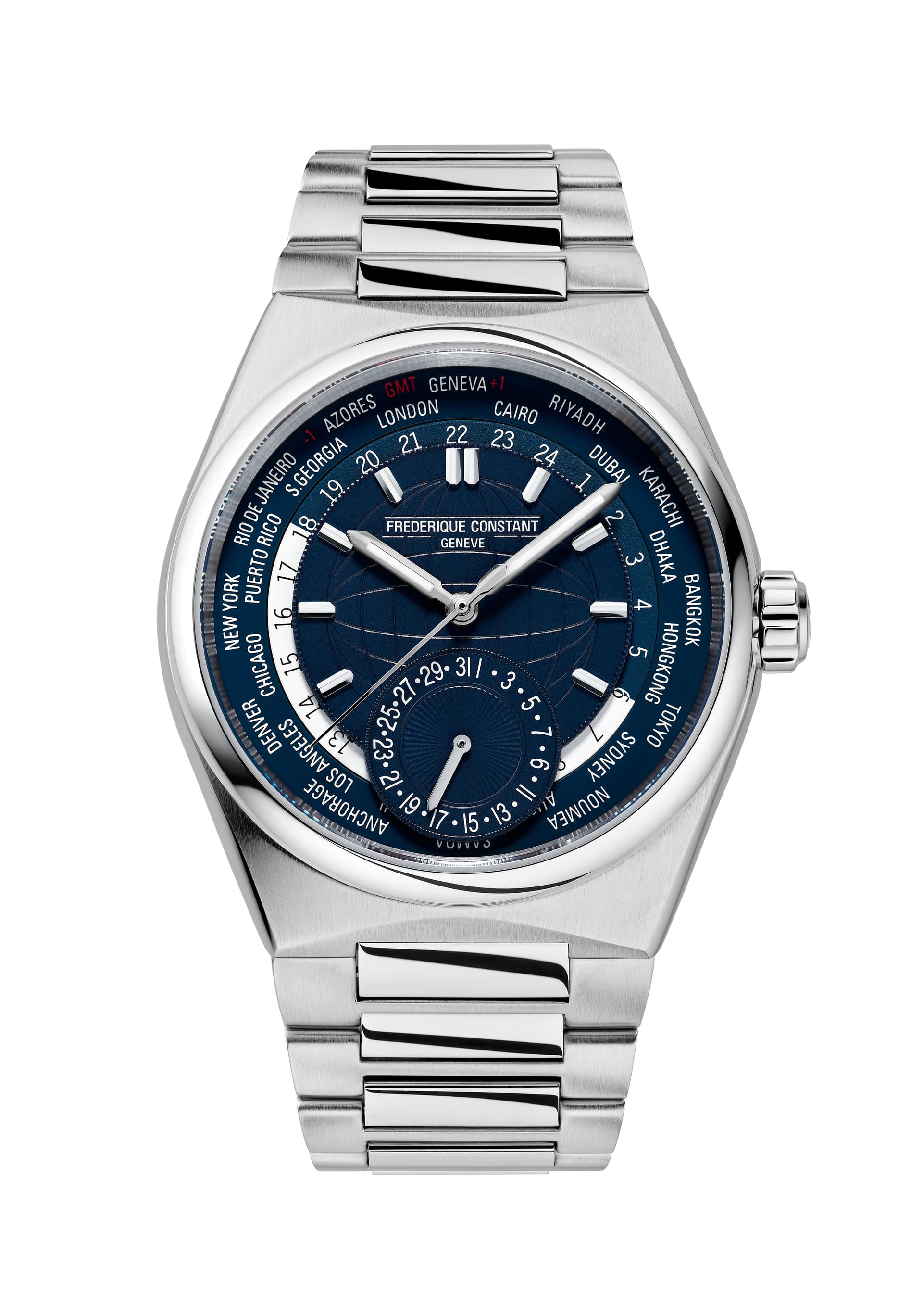Frederique Constant Mens Manufacture Stainless Steel Bracelet watch, Blue dial