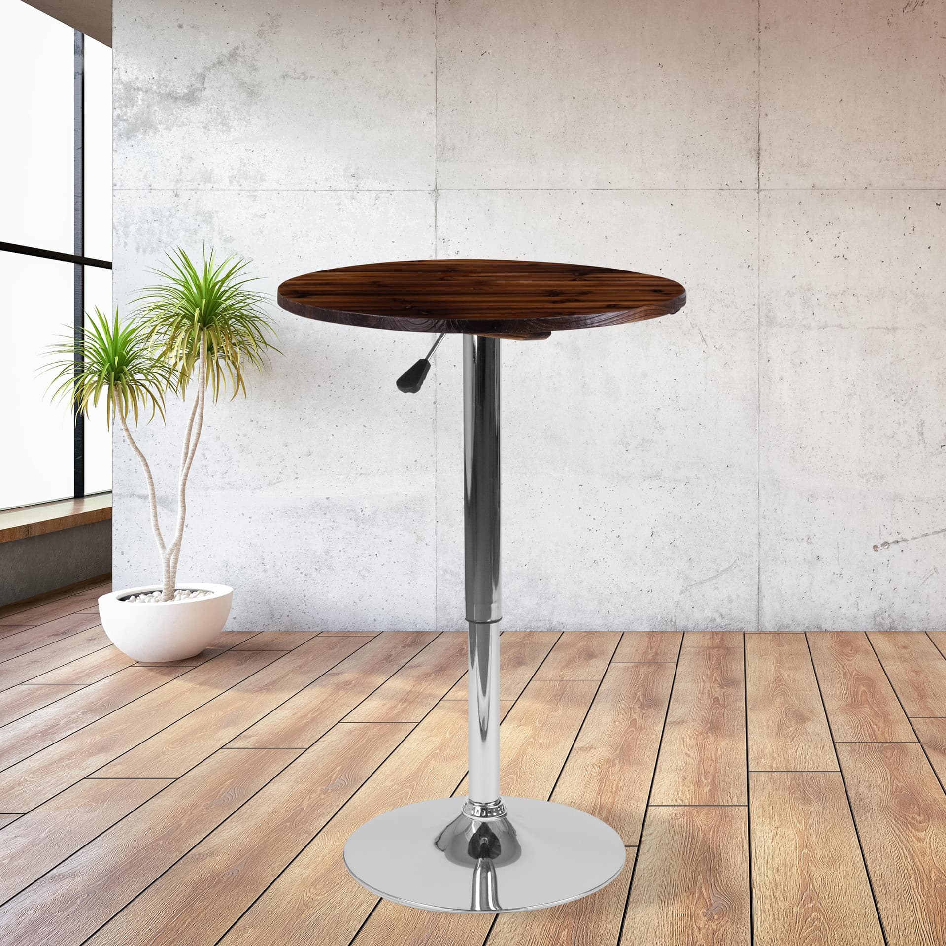 23.5" Round Adjustable Pine Wood Table (Adjustable Range 26.25" - 35.5")