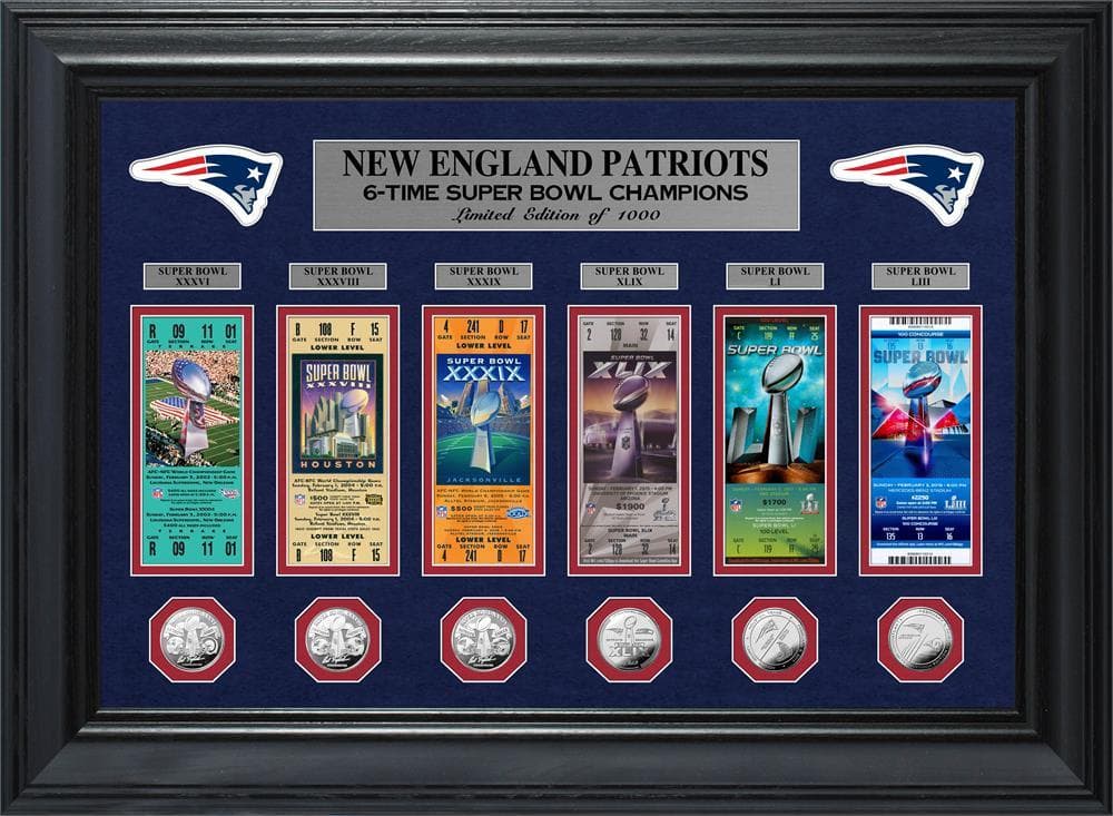 New England Patriots 6-Time Super Bowl Champions Deluxe Coin & Ticket Collection