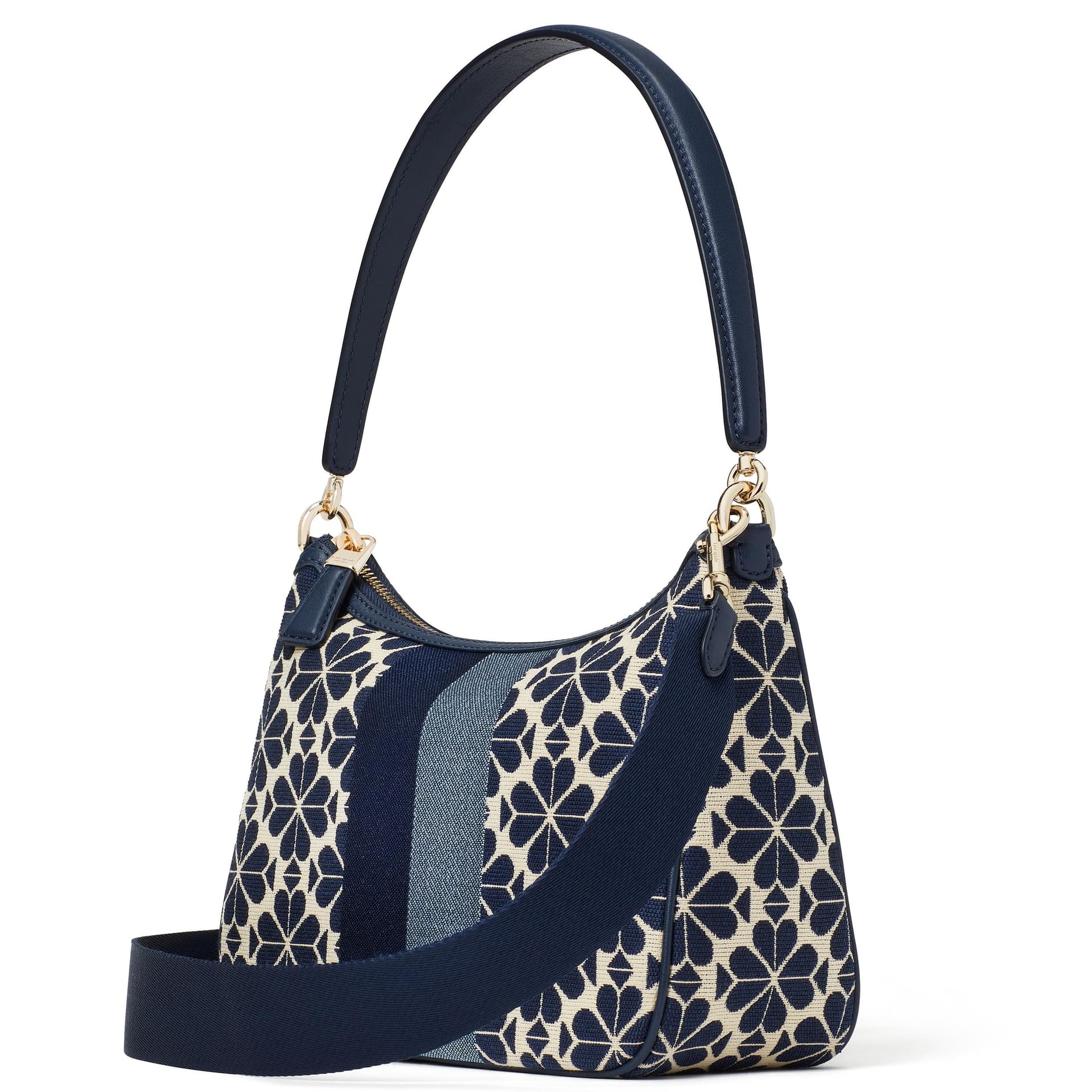 Spade Flower Jacquard Stripe Sam Small Convertible Shoulder Bag - Blue Multi