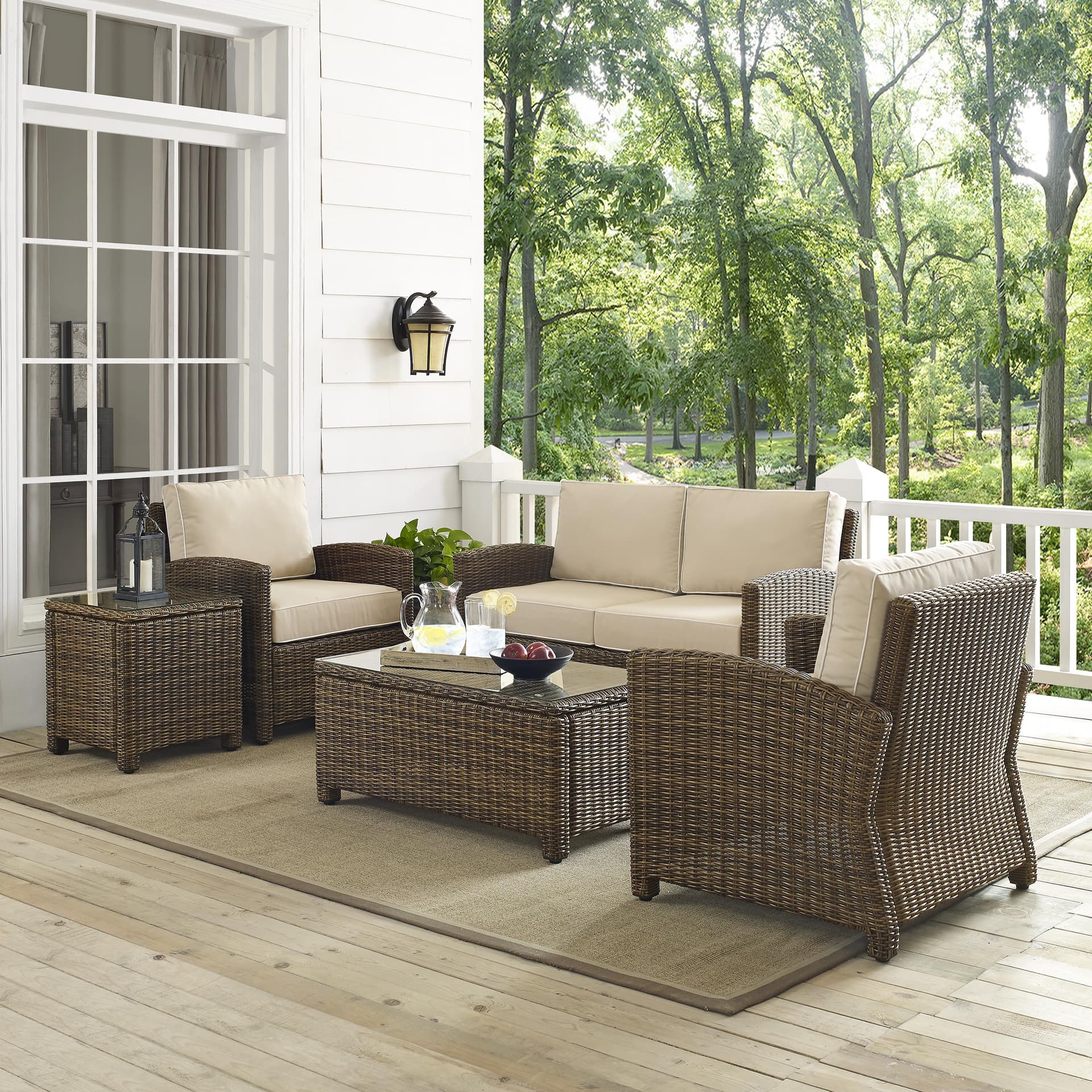 Bradenton 5Pc Wicker Outdoor Loveseat Patio Furniture Set