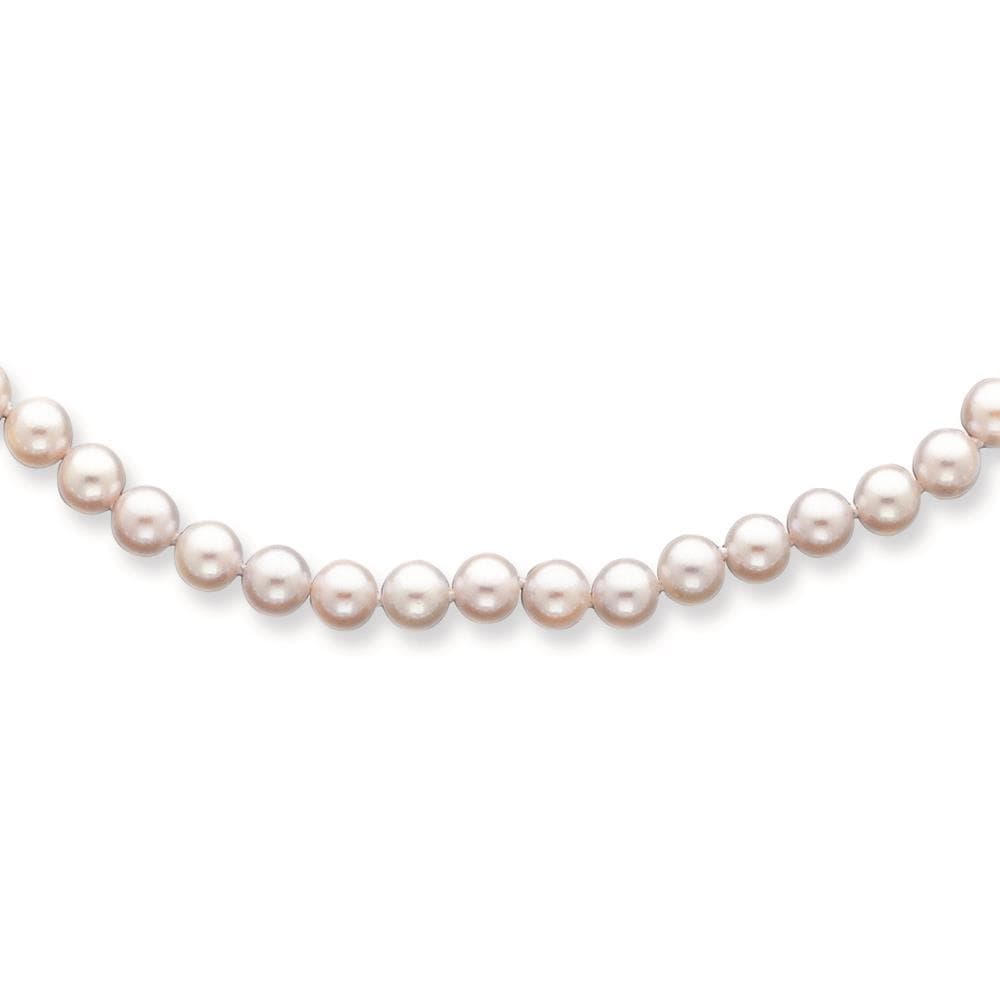 14k 6-7mm Round White Saltwater Akoya Cultured Pearl Necklace