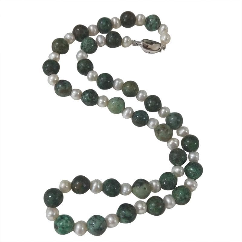 Latonia Cabella created Pearl and African Turquoise Necklace