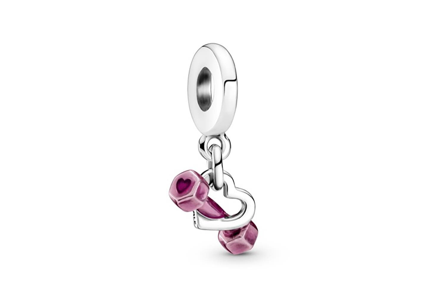 Dumbbell & Heart Dangle Charm