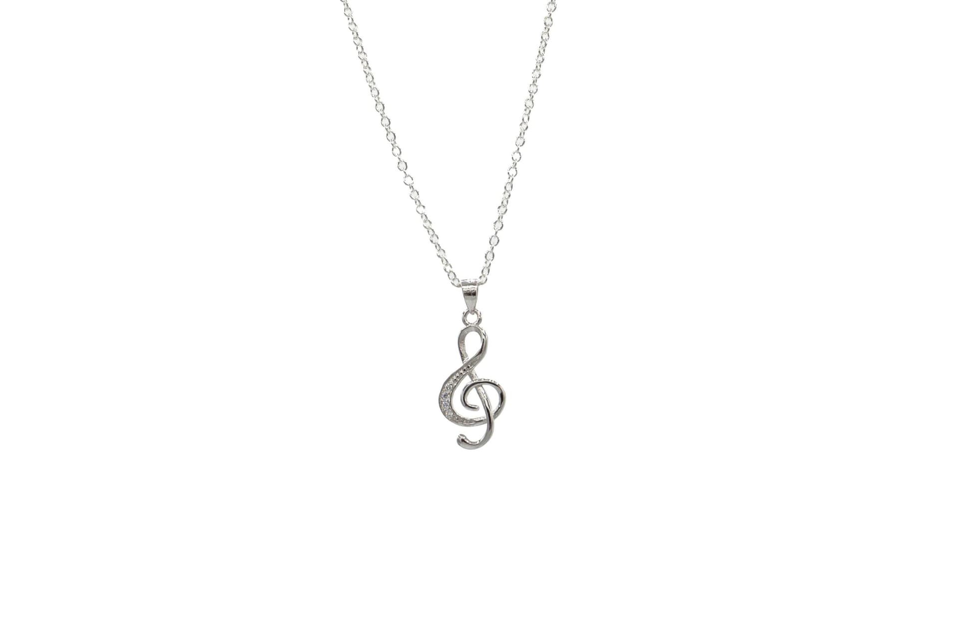 Musical Treble Clef CZ Necklace