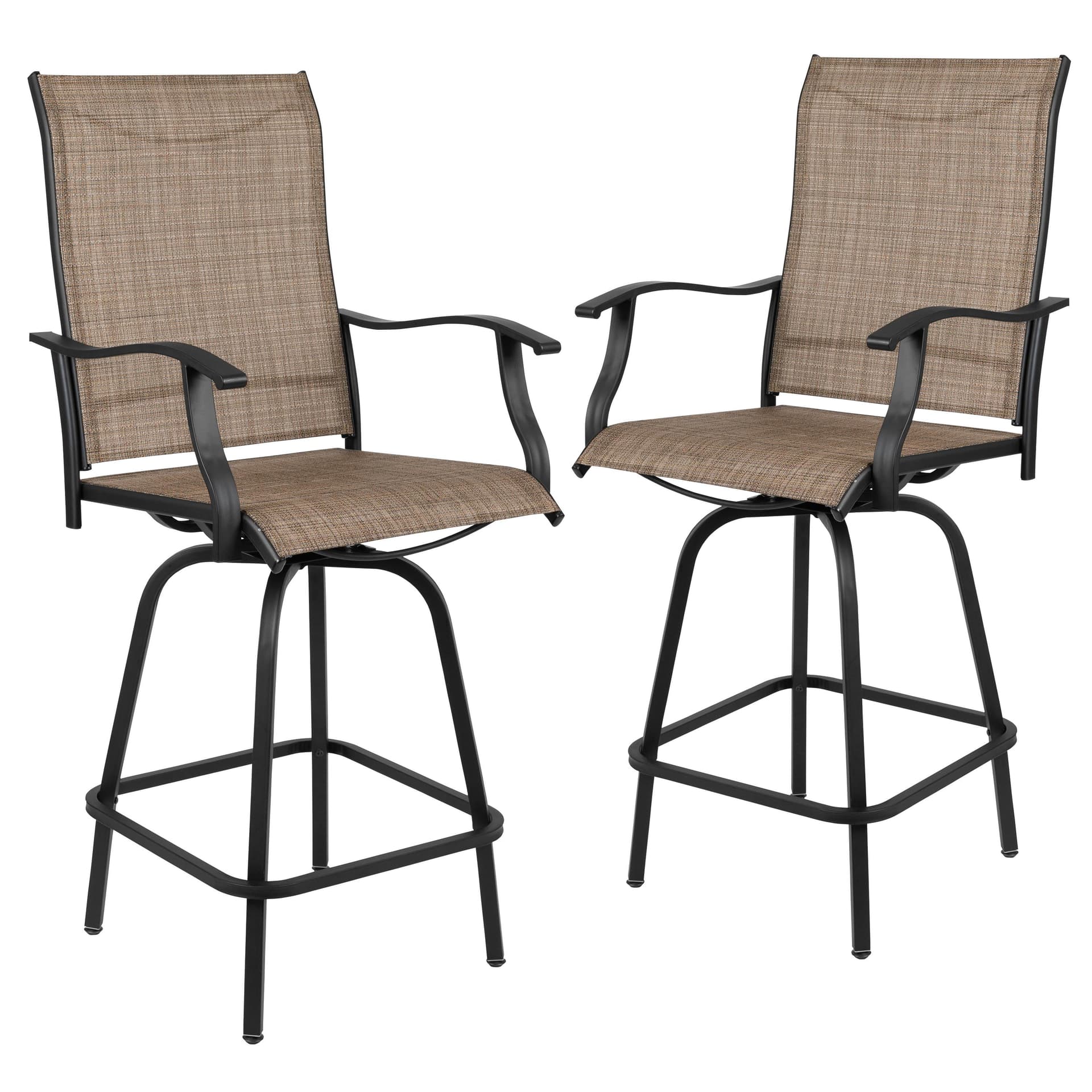 2-piece Patio Bar Stool Set: Brown