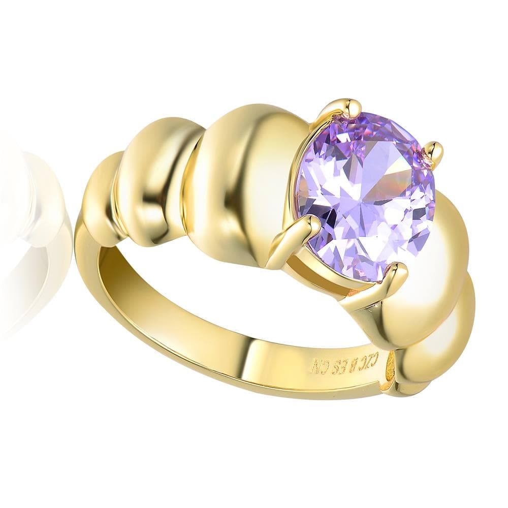 14K Gold Plated Purple Statement Ring Size 8