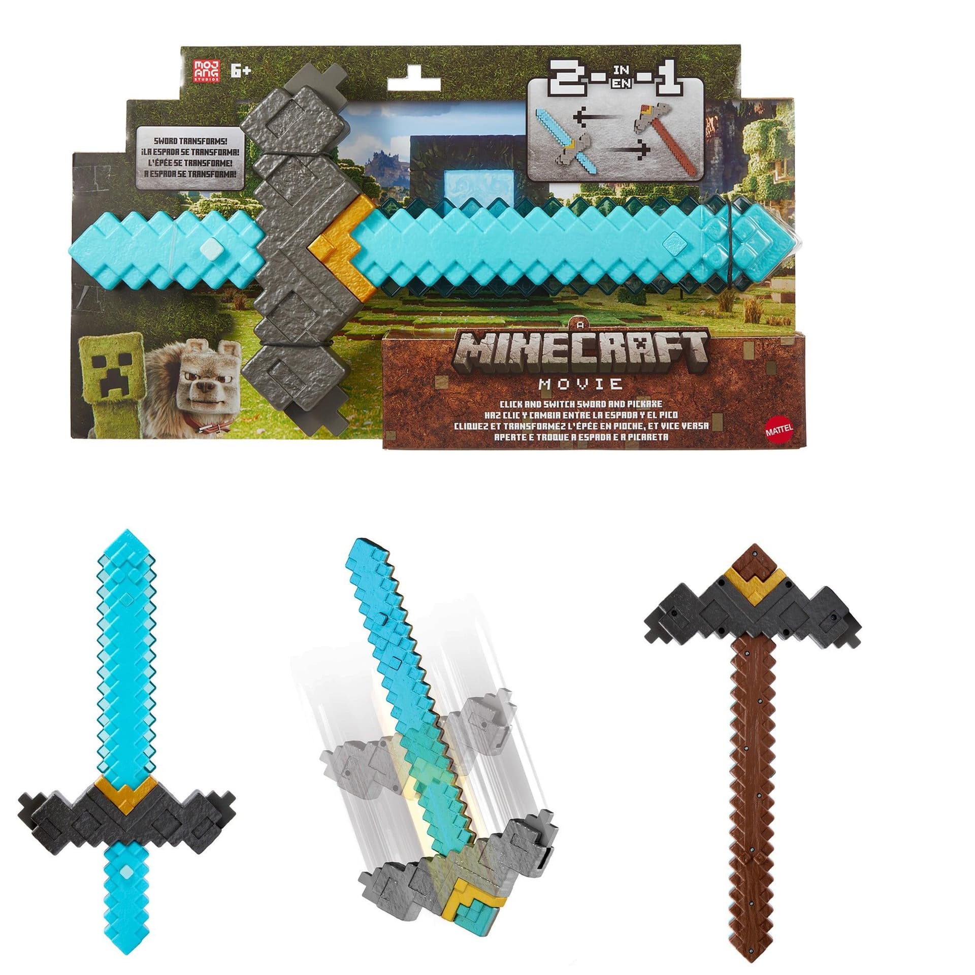 Minecraft Click and Switch 2-in-1 Sword & Pickaxe Ages 6+ Years