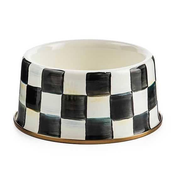 mocha check medium pet dish