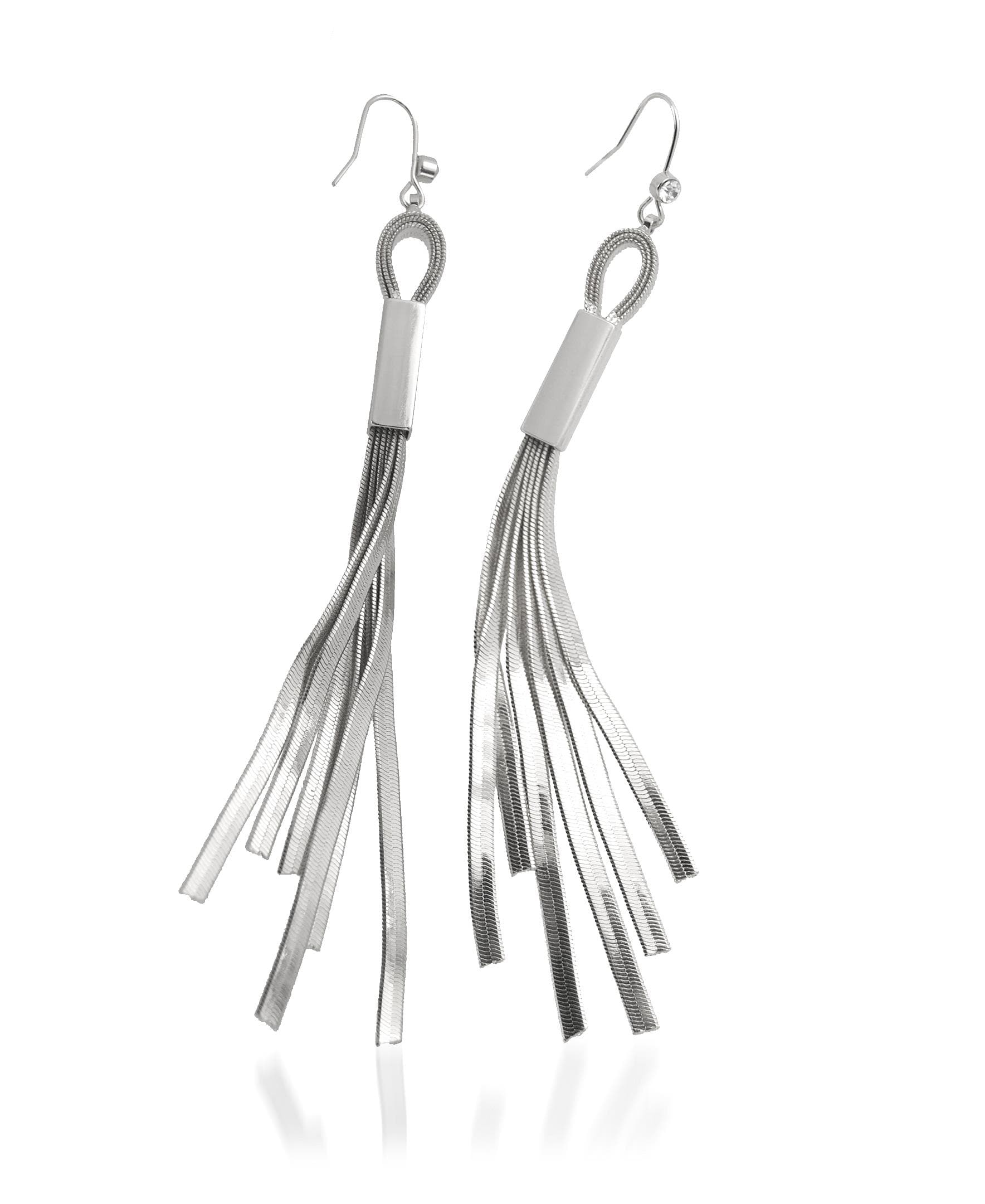 Linear Fishhook Earring- Silver Tone