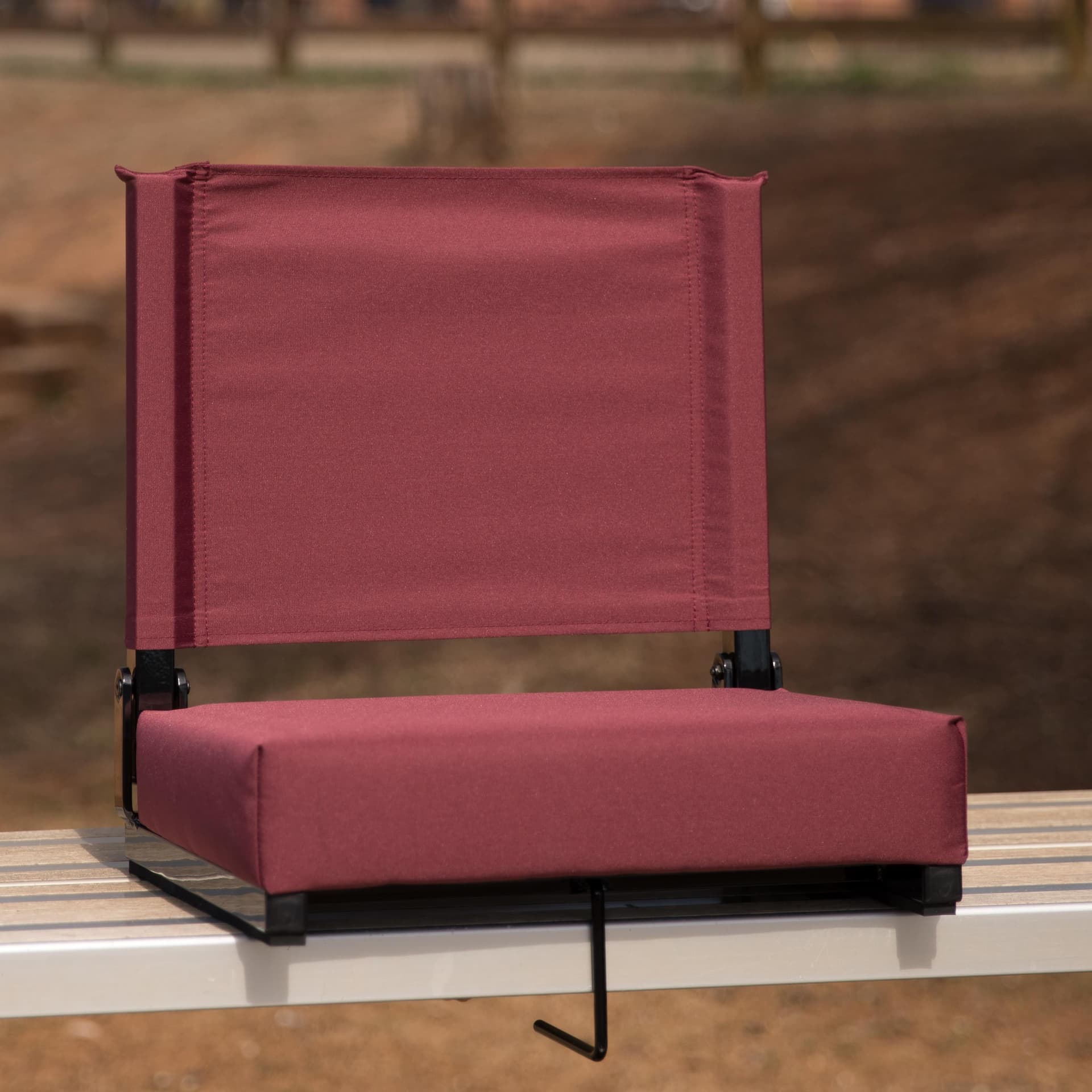 500 lb. Rated Lightweight Stadium Chair-Handle-Padded Seat, Maroon