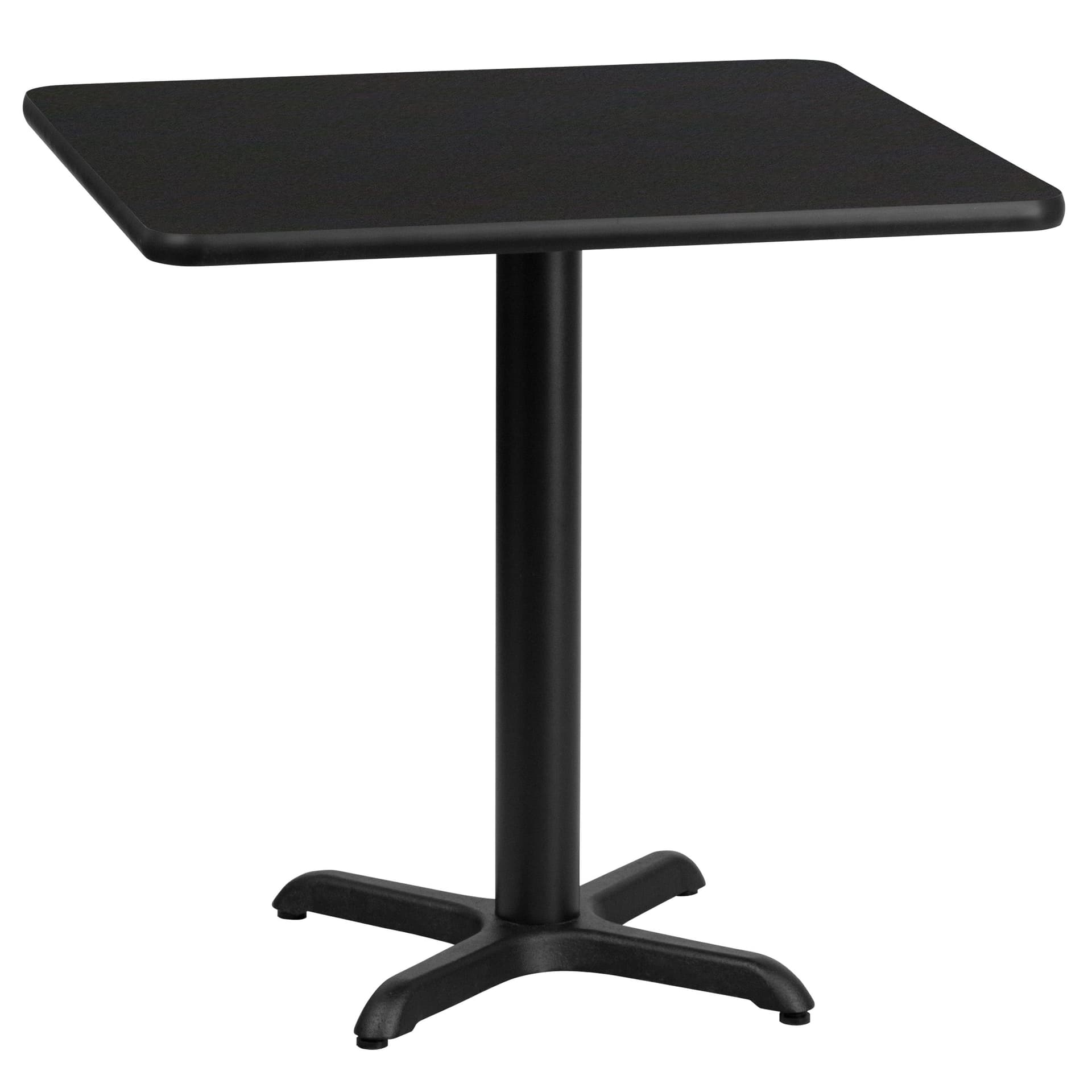 24" Square Black Laminate Table Top with 22" x 22" Table Height Base