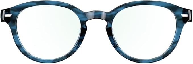 Amazon Echo Frames (3rd Gen) | Smart glasses with Alexa | Round frames in Blue Tortoise with blue light filtering lenses