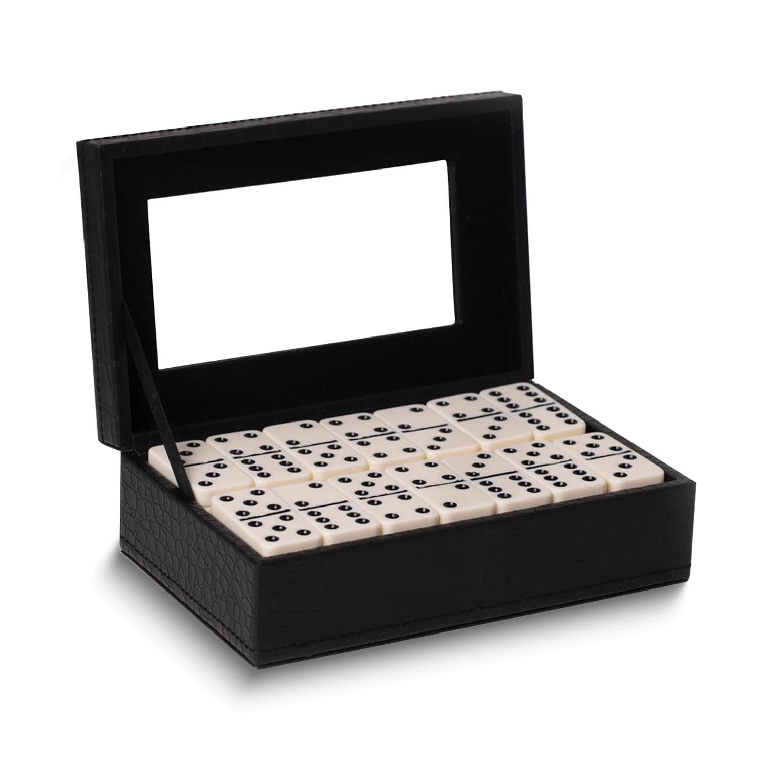 Crocodile Debossed Leather Double 9/55 Piece Domino Set