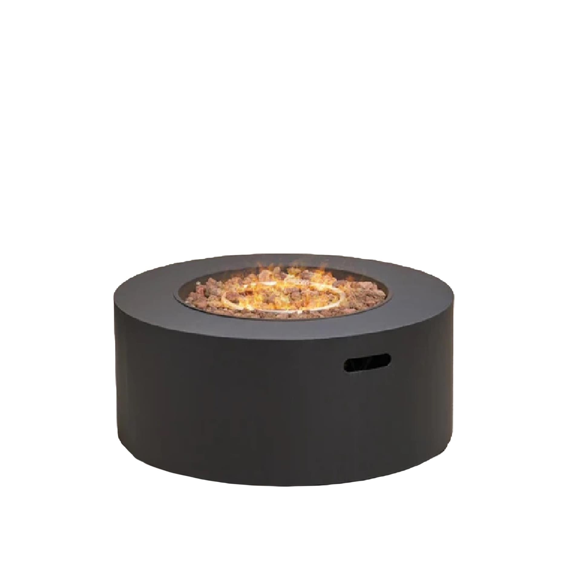 Outdoor Round Gas Fire Pit w/Tank Holder - Dark Gray Finish