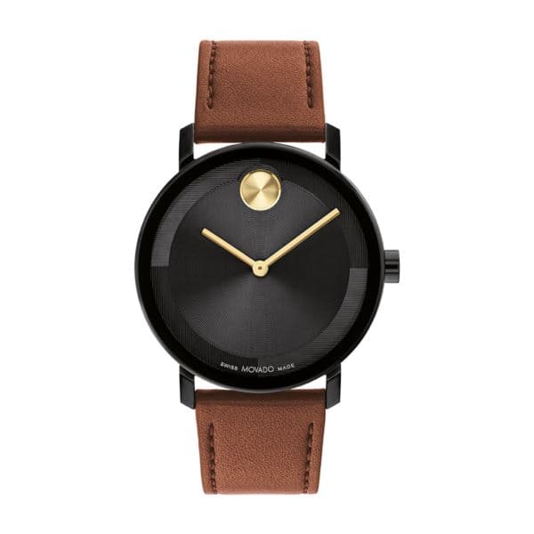Men's Bold Evolution 2.0 Black & Cognac Leather Strap Watch Black Dial