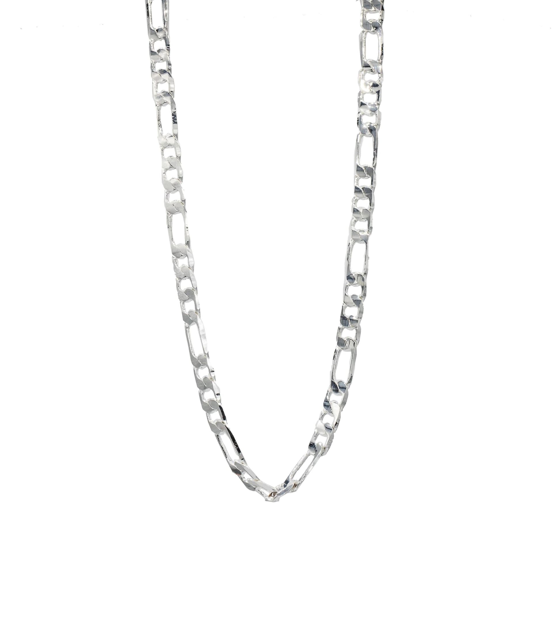 18" Silver Plated Figaro Chain Necklace with Lobster Clasp