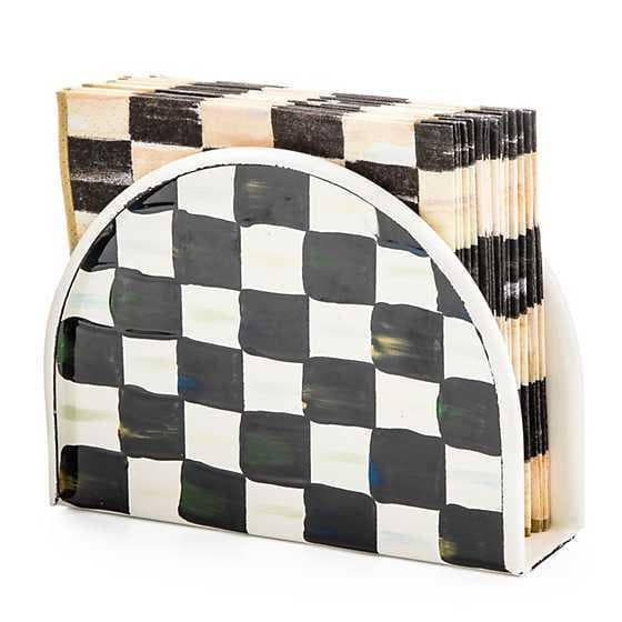 Emerald Check Enamel Napkin Holder