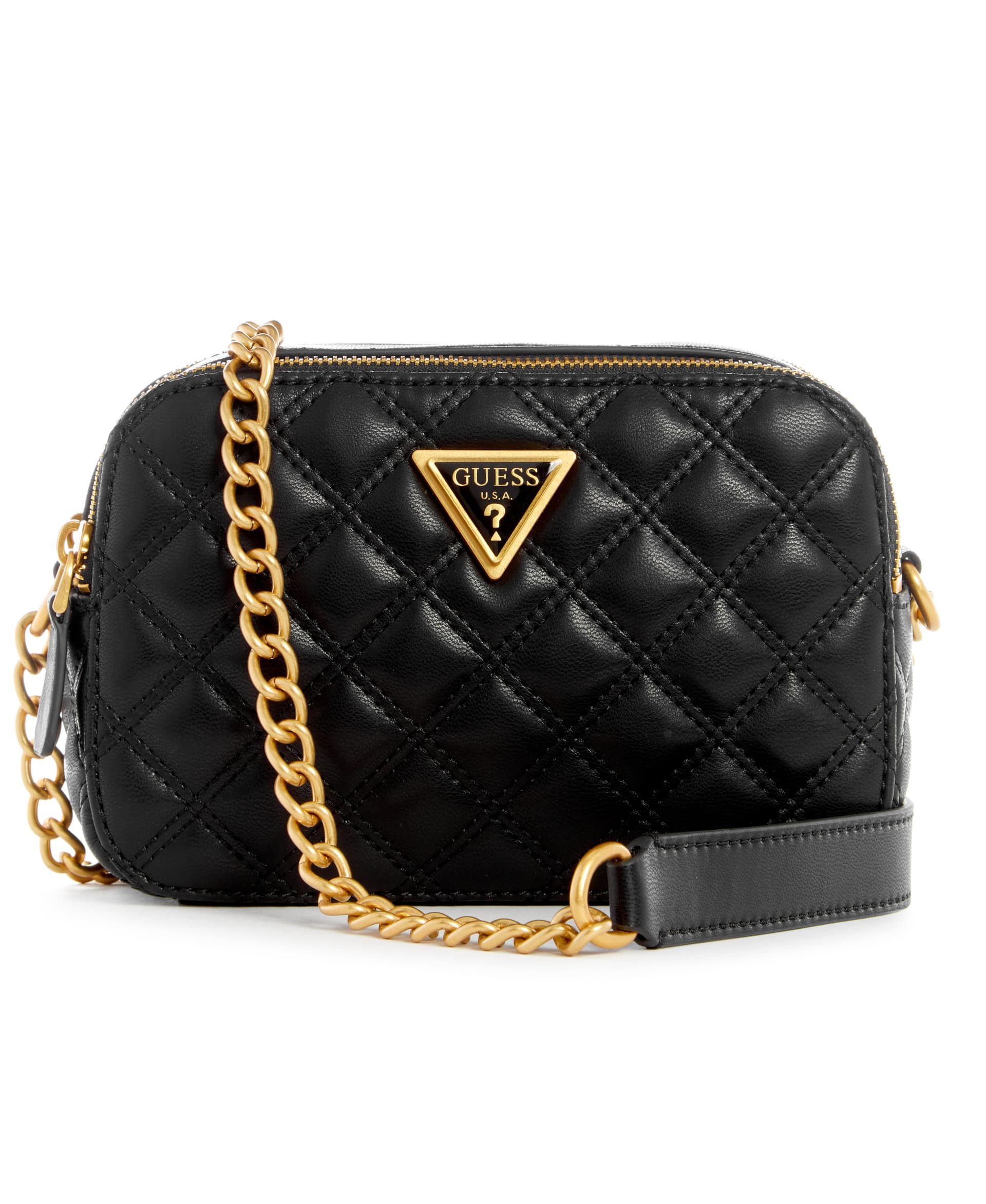 Giully Quilted Camera Crossbody - Black