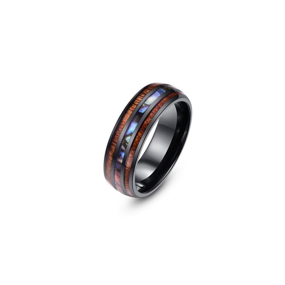 Phoenix - Stainless Steel, Sea Shell, & Koa Ring Size 9