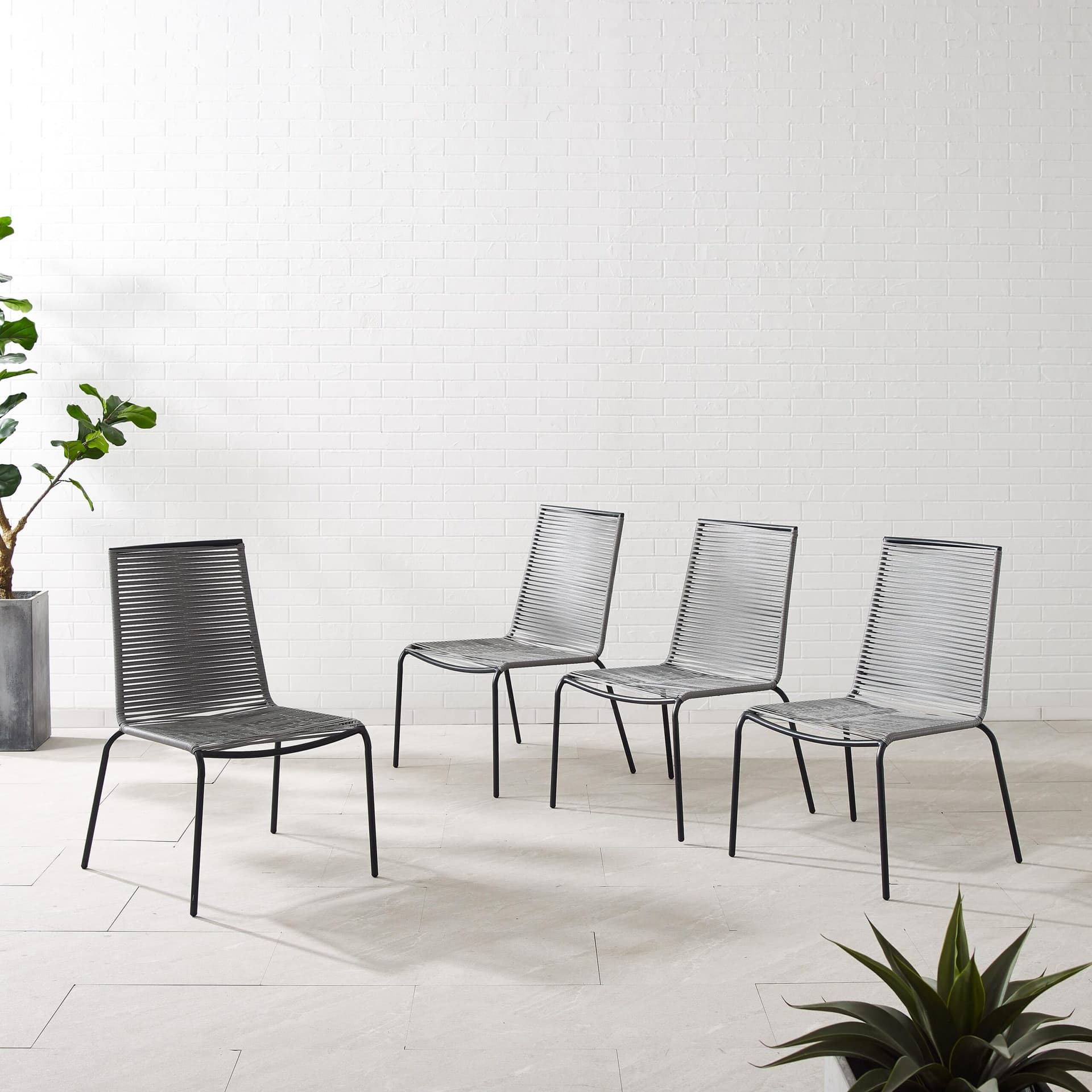Fenton 4Pc Stackable Wicker Outdoor Chair Set