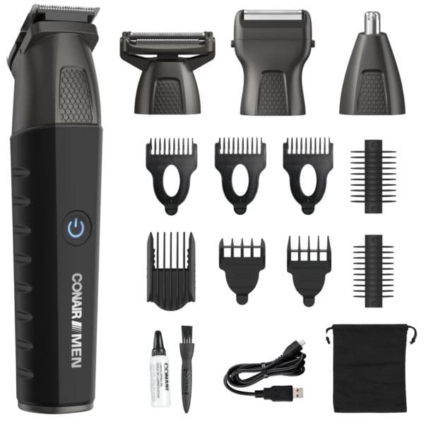 Conair Men Showerproof Total Body All-in-One 16pc Manscaping Trimmer