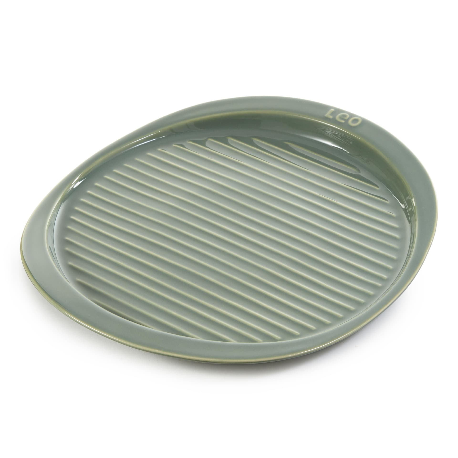 Leo Balance Stoneware Ribbed Pizza Tray 15.75", Sage