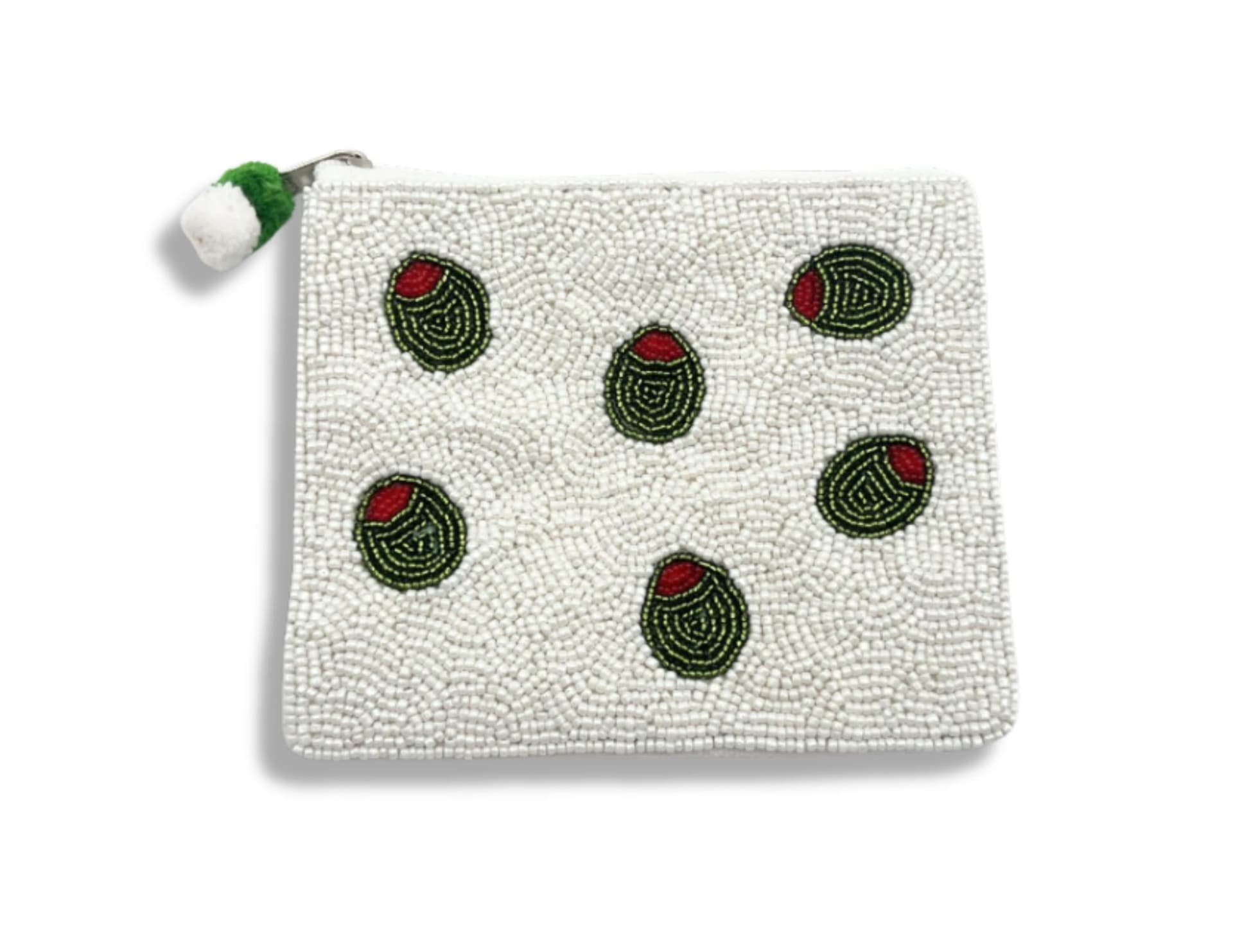 Olive Beaded Coin Purse