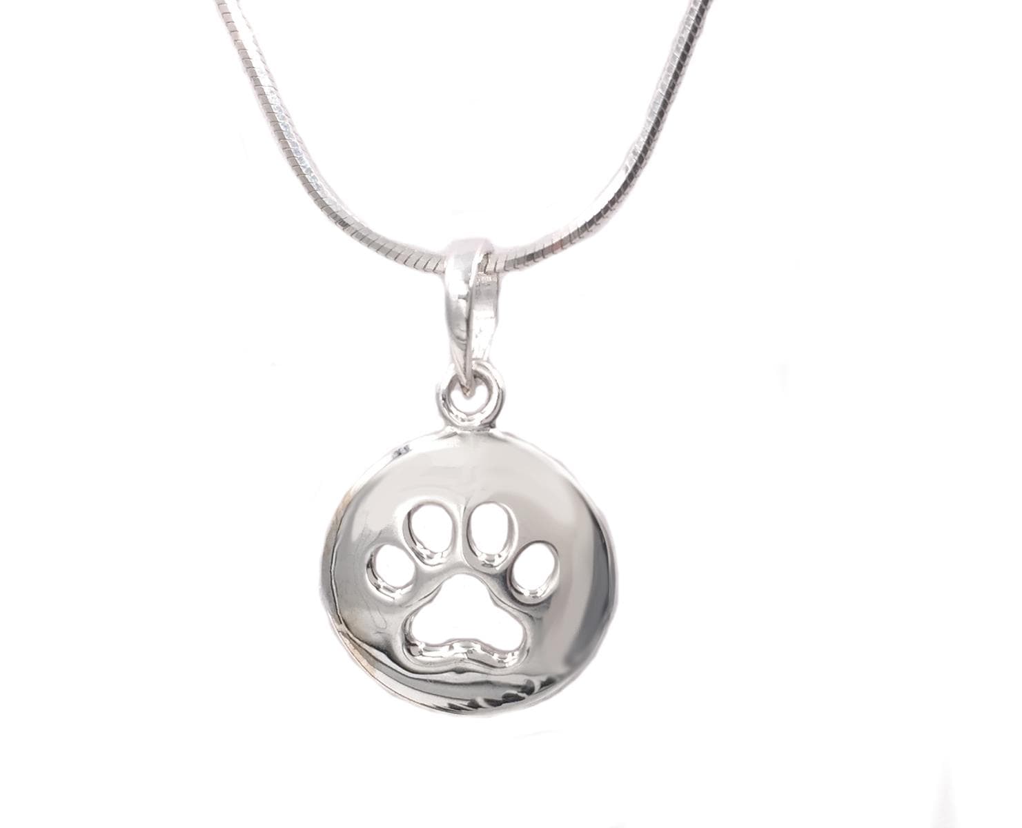 Sterling Silver Paw Print Necklace, 18"