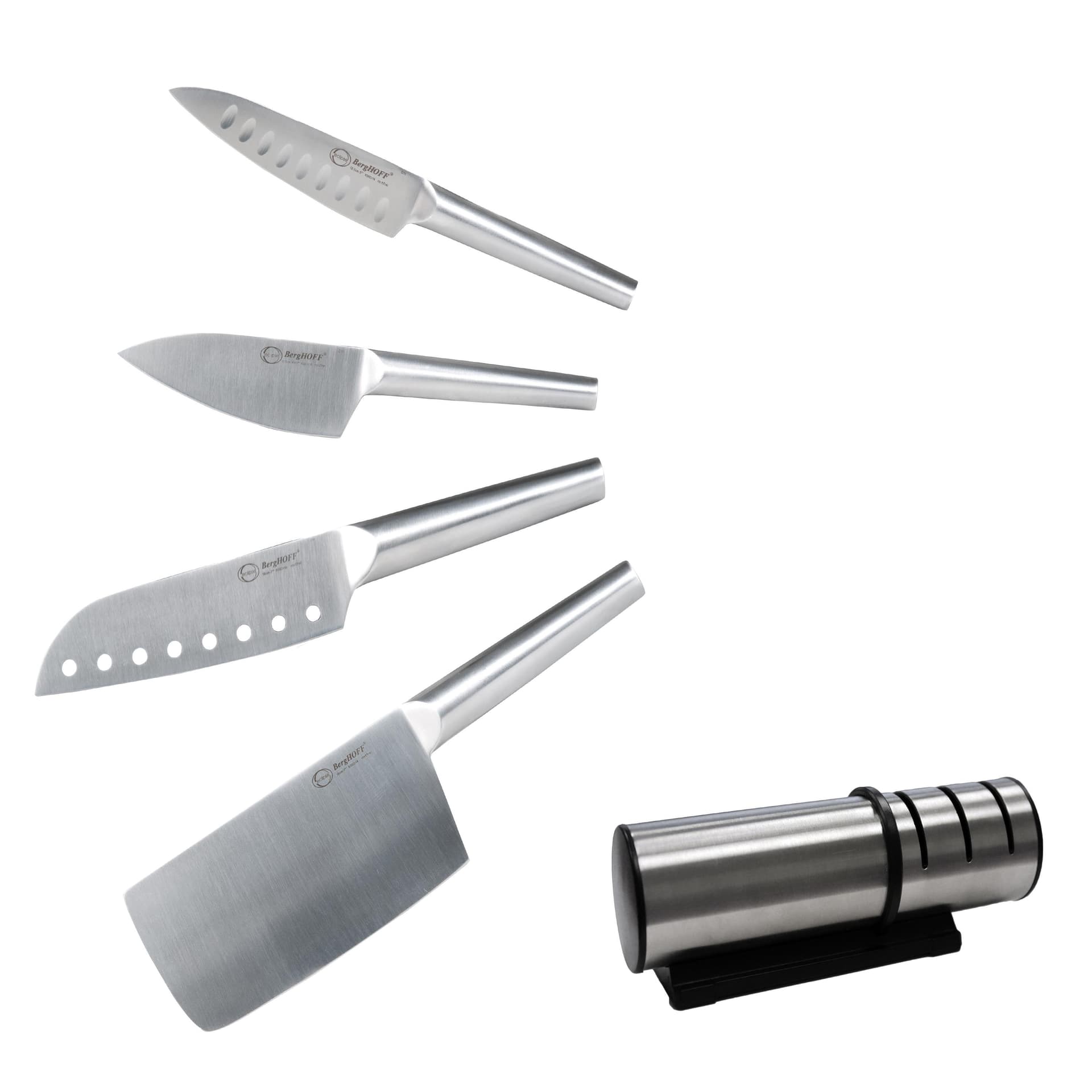 Straight 5Pc Santoku Knife Set/Sharpener