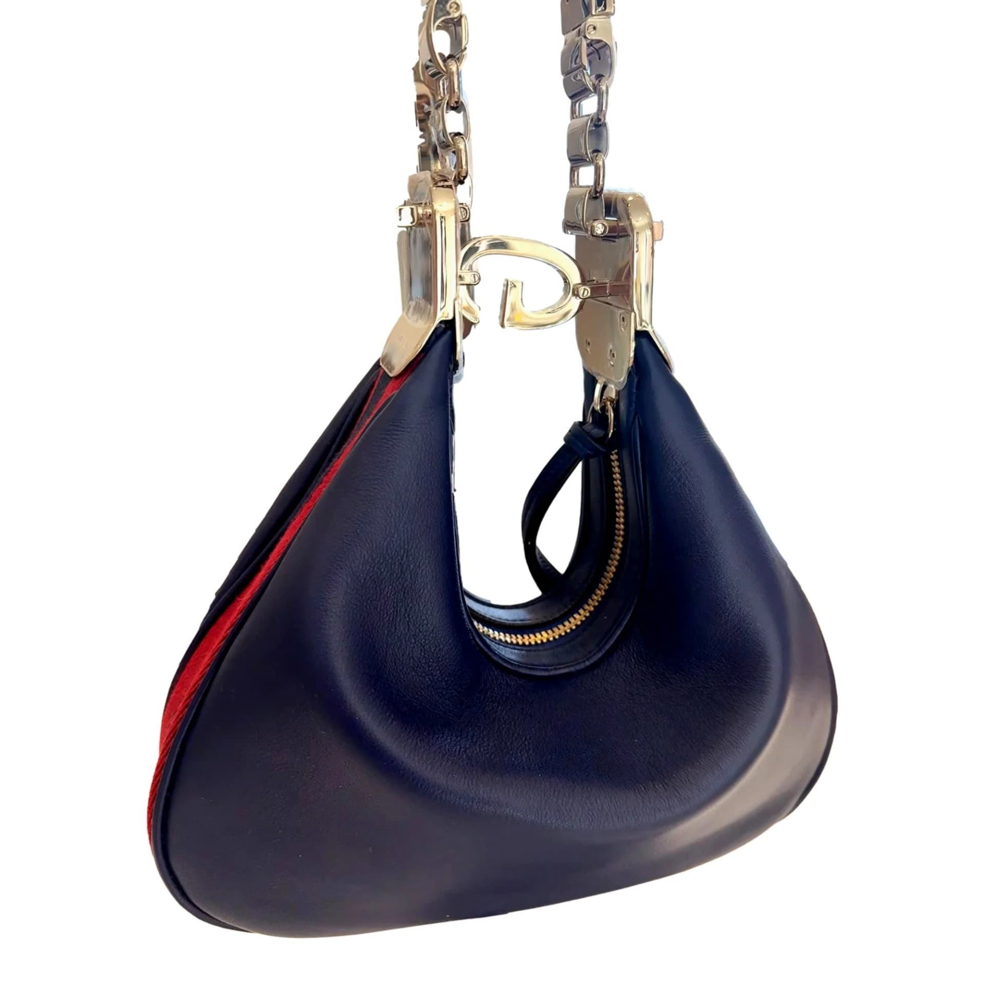 Gucci Attaché Small Shoulder Bag Navy Leather
