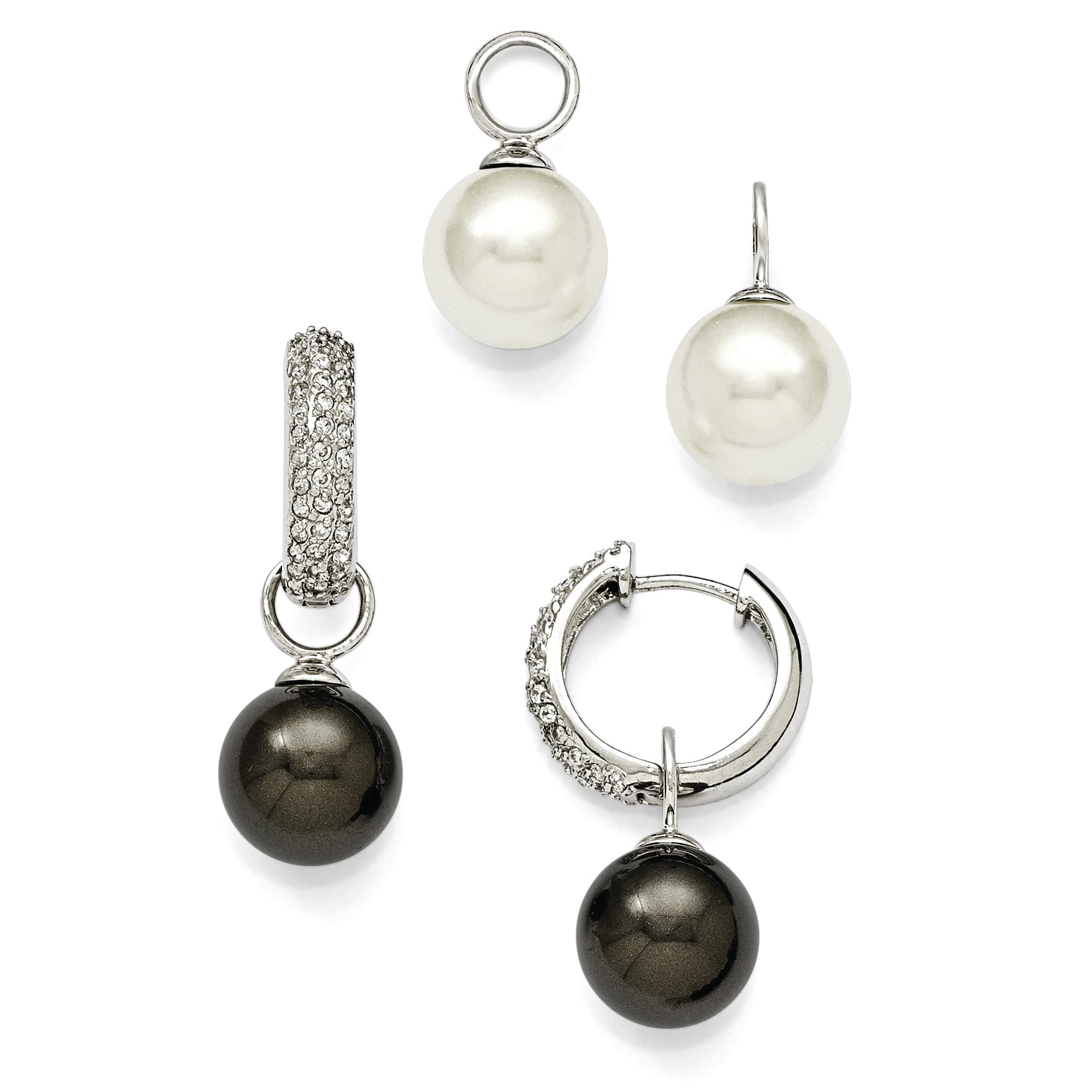 Sterling Silver Majestik with CZ Interchangeable Hoop Earrings