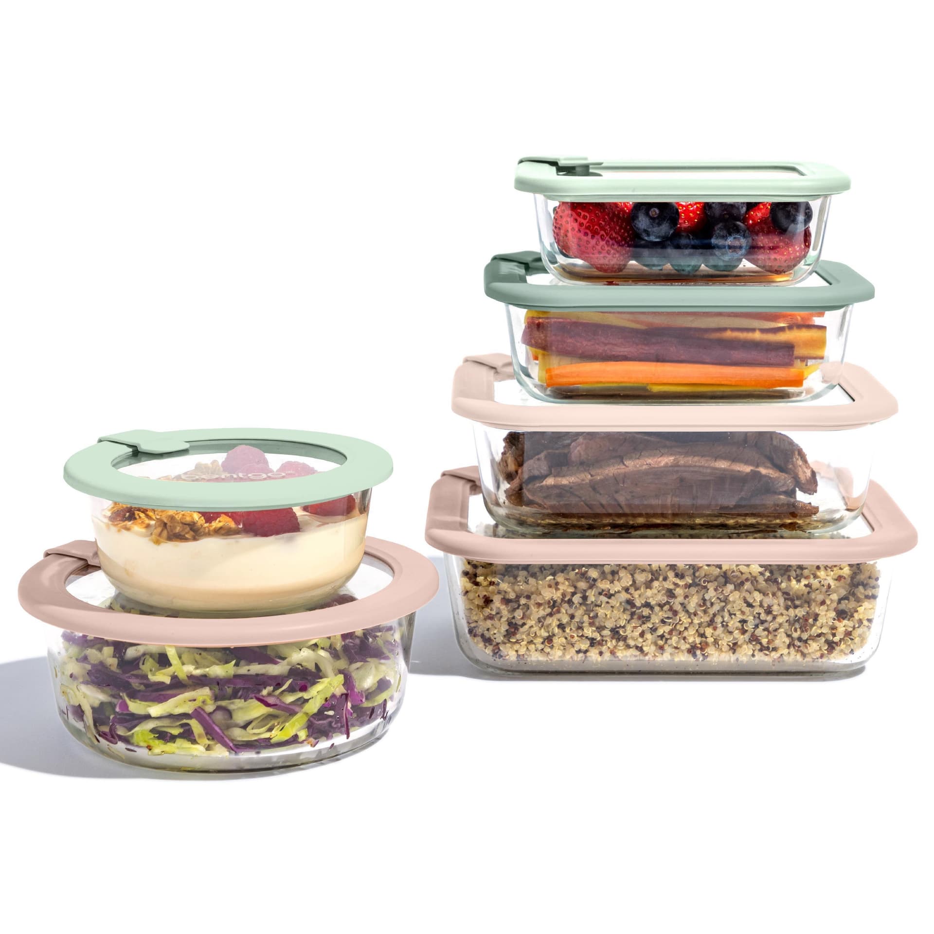 12pc Tempered Glass/Silicone Lid Food Storage Set Desert Sage