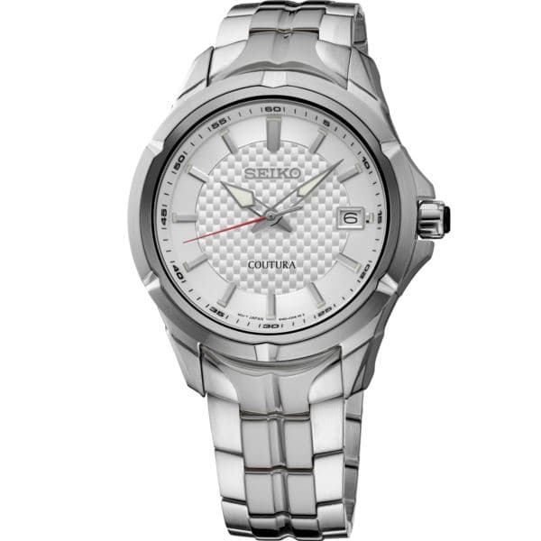 Seiko Coutura SS Quartz Silver Textured Dial, SS bracelet