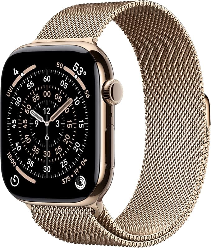 Apple Watch Series 11 GPS + Cellular 46mm Gold Titanium Case with Gold Milanese Loop - M/L
