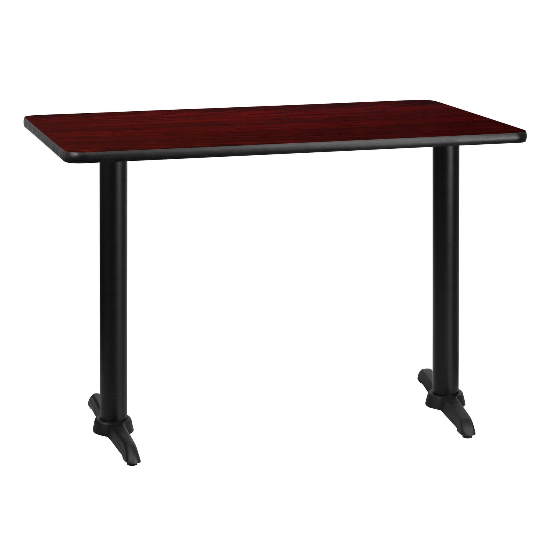 30" x 42" Mahogany Laminate Table Top with 5" x 22" Table Height Bases