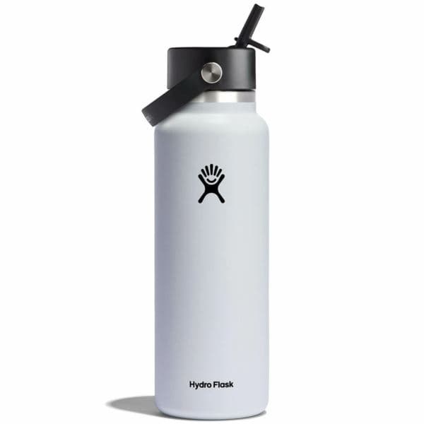40 oz. Wide Mouth Bottle w/Flex Straw Cap - White