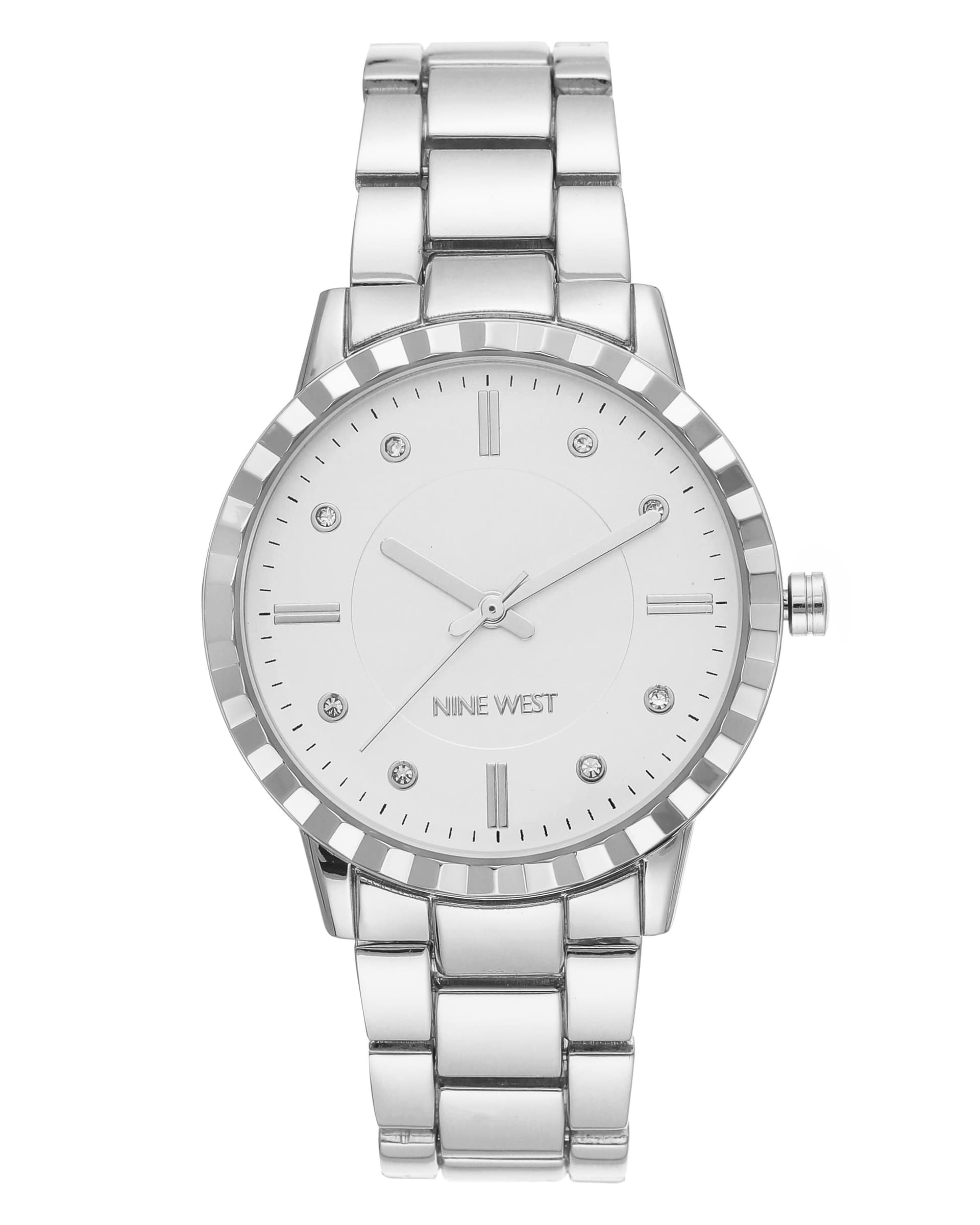 Women's Crystal Accented Silver Bracelet Watch