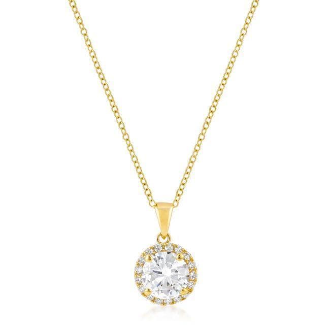 Gold Tone Halo Pendant Necklace