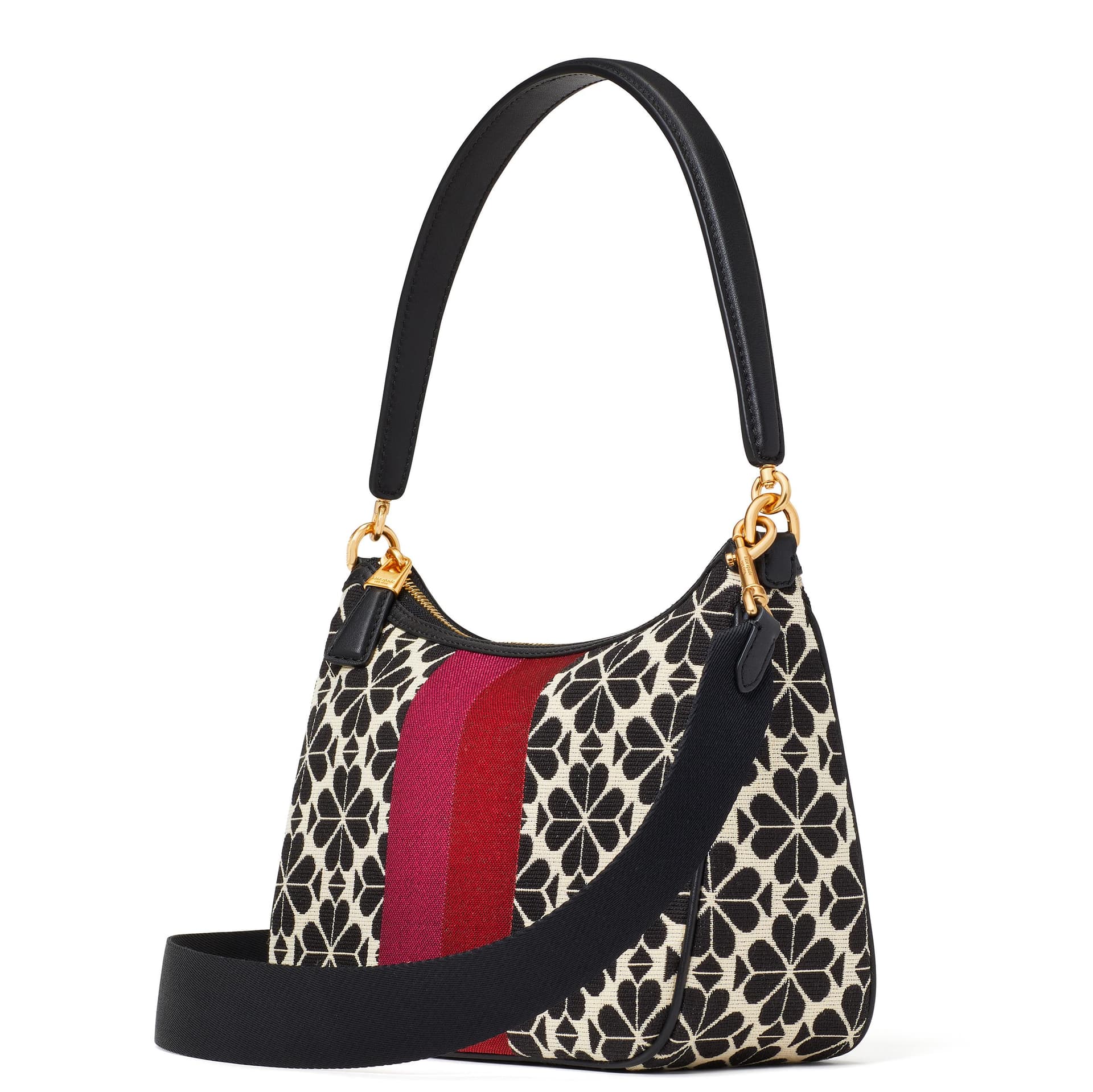 Spade Flower Jacquard Stripe Sam Small Convertible Shoulder Bag - Cream Multi