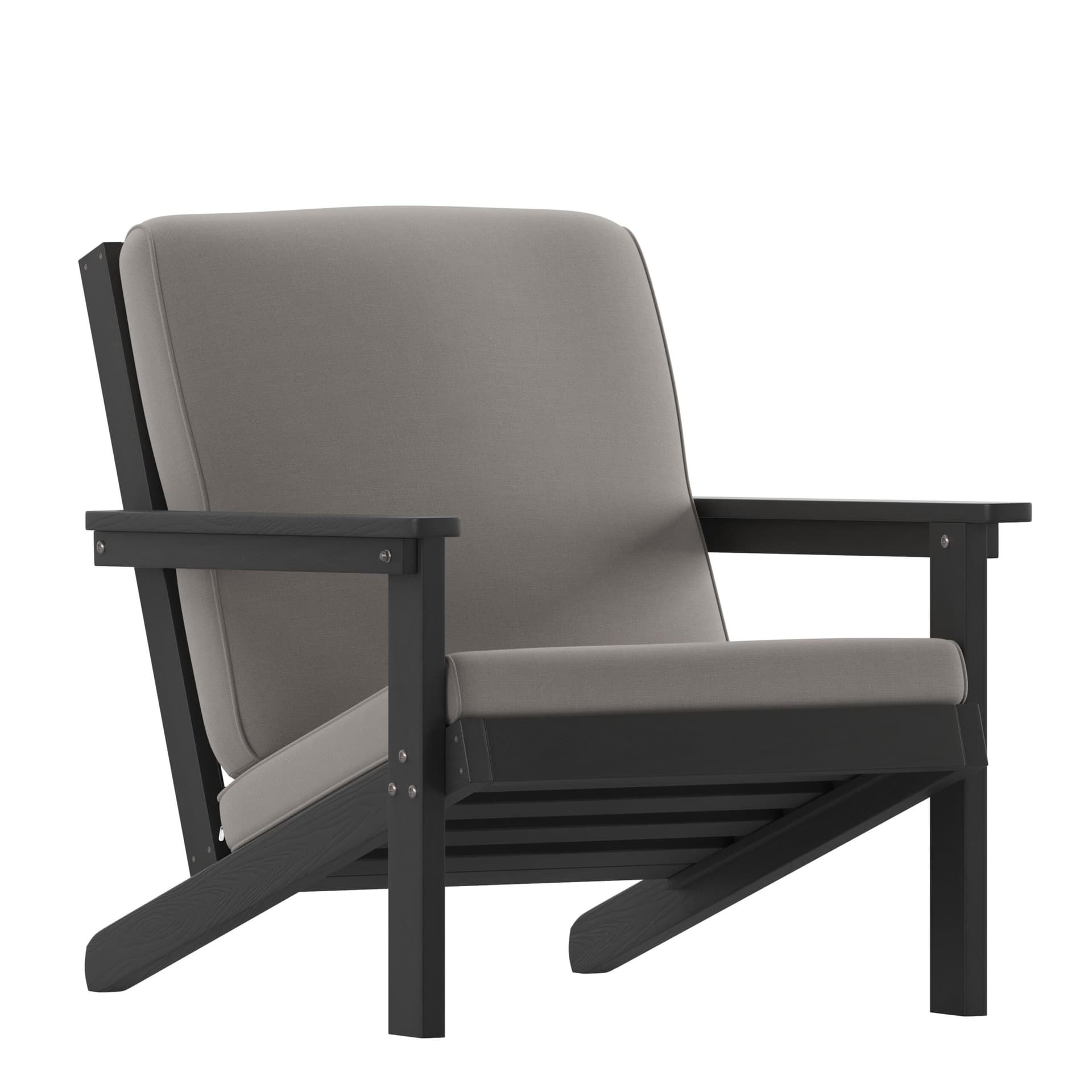 All-Weather Poly Resin Adirondack Style Chair & Cushions - Gray/Gray